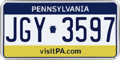 PA license plate JGY3597