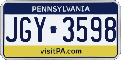 PA license plate JGY3598