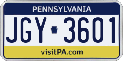 PA license plate JGY3601