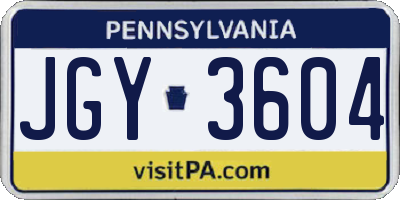 PA license plate JGY3604