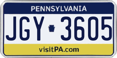 PA license plate JGY3605