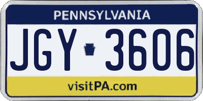 PA license plate JGY3606