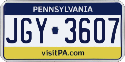 PA license plate JGY3607