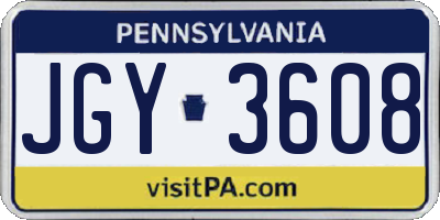 PA license plate JGY3608