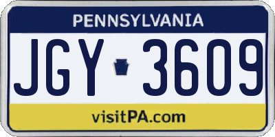 PA license plate JGY3609