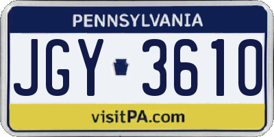 PA license plate JGY3610