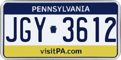 PA license plate JGY3612