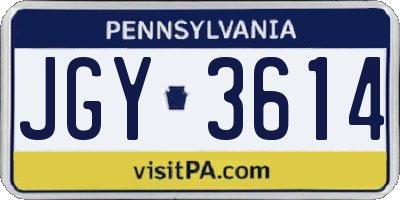 PA license plate JGY3614