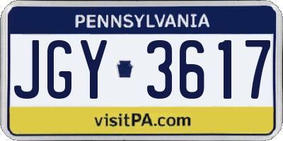 PA license plate JGY3617