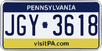 PA license plate JGY3618