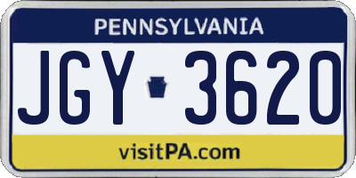 PA license plate JGY3620