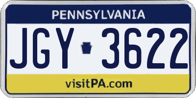 PA license plate JGY3622