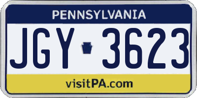 PA license plate JGY3623