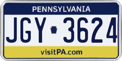 PA license plate JGY3624