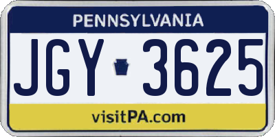 PA license plate JGY3625