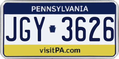PA license plate JGY3626