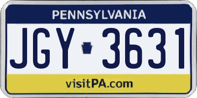 PA license plate JGY3631