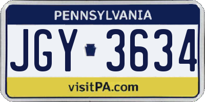 PA license plate JGY3634