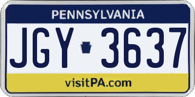 PA license plate JGY3637