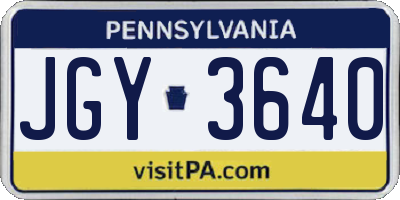 PA license plate JGY3640