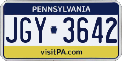 PA license plate JGY3642