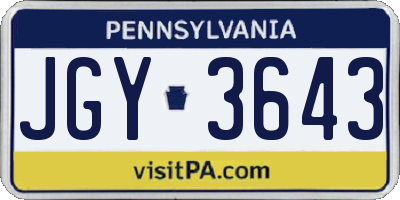 PA license plate JGY3643