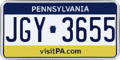 PA license plate JGY3655