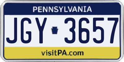 PA license plate JGY3657