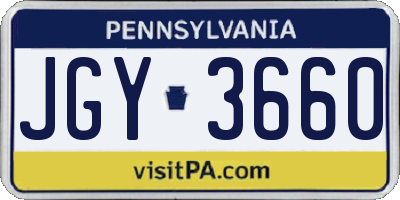 PA license plate JGY3660
