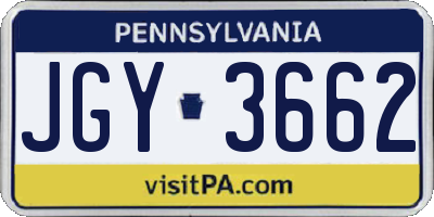 PA license plate JGY3662