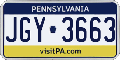 PA license plate JGY3663