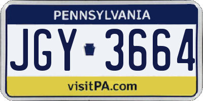 PA license plate JGY3664