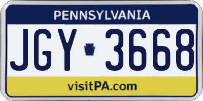 PA license plate JGY3668