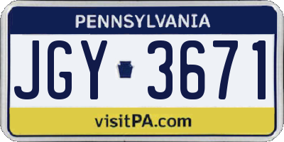 PA license plate JGY3671