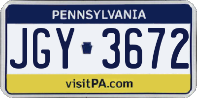 PA license plate JGY3672