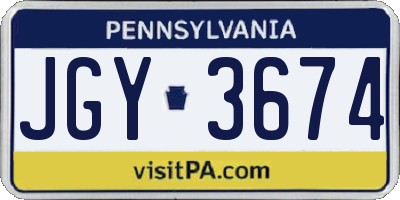 PA license plate JGY3674