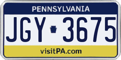 PA license plate JGY3675