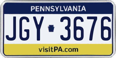 PA license plate JGY3676