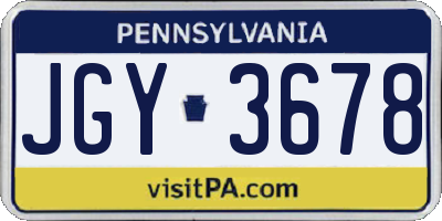 PA license plate JGY3678