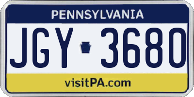 PA license plate JGY3680