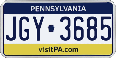 PA license plate JGY3685