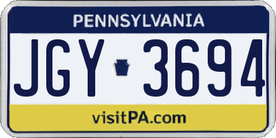 PA license plate JGY3694