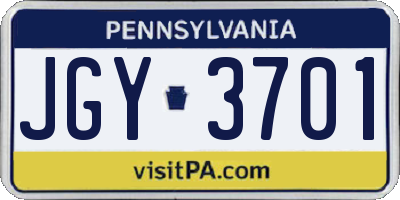 PA license plate JGY3701