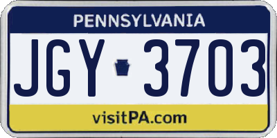 PA license plate JGY3703