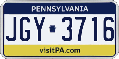 PA license plate JGY3716