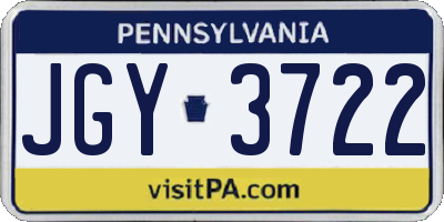 PA license plate JGY3722