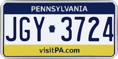 PA license plate JGY3724