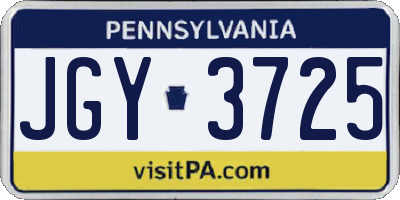 PA license plate JGY3725