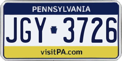 PA license plate JGY3726