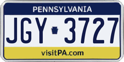 PA license plate JGY3727